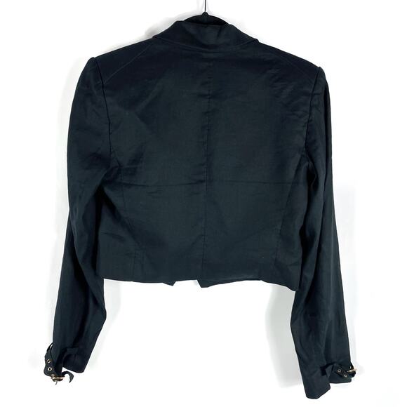 Veronica Beard Girard Cropped Blazer Black One Button Collared Linen Blend Sz 6 - Picture 10 of 13